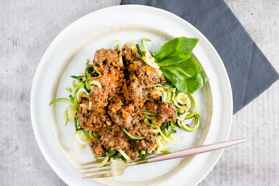 Dinner: Lentil Bolognese with Zucchini Noodles