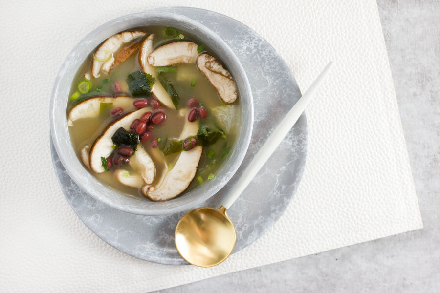 Lunch: Shiitake Miso Soup with Adzuki Beans