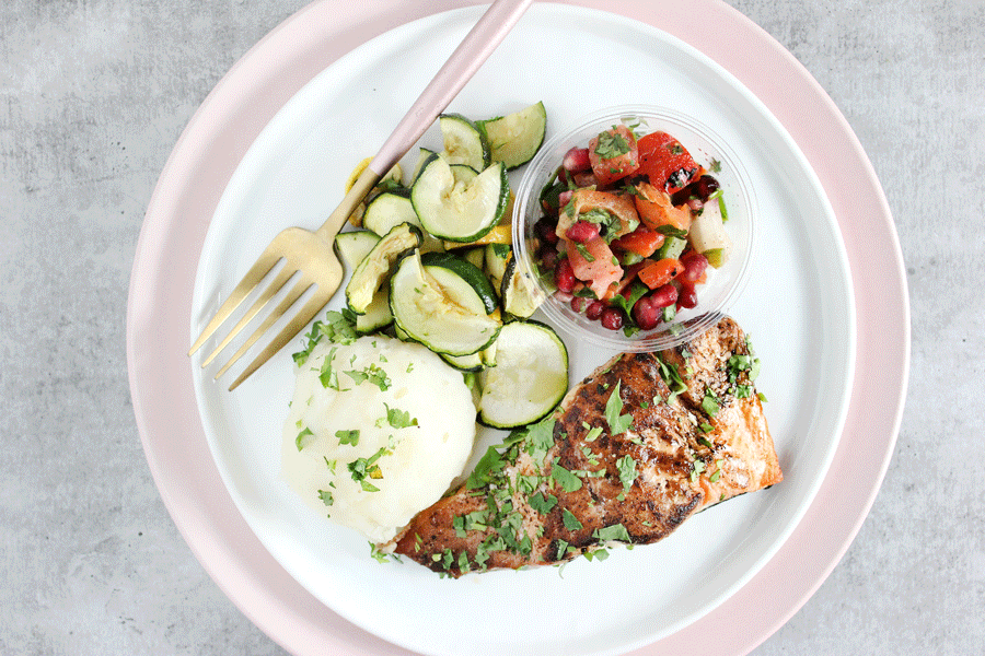 Provenance Meals - Seared Salmon with Red Pepper Pomegranate Salsa.gif