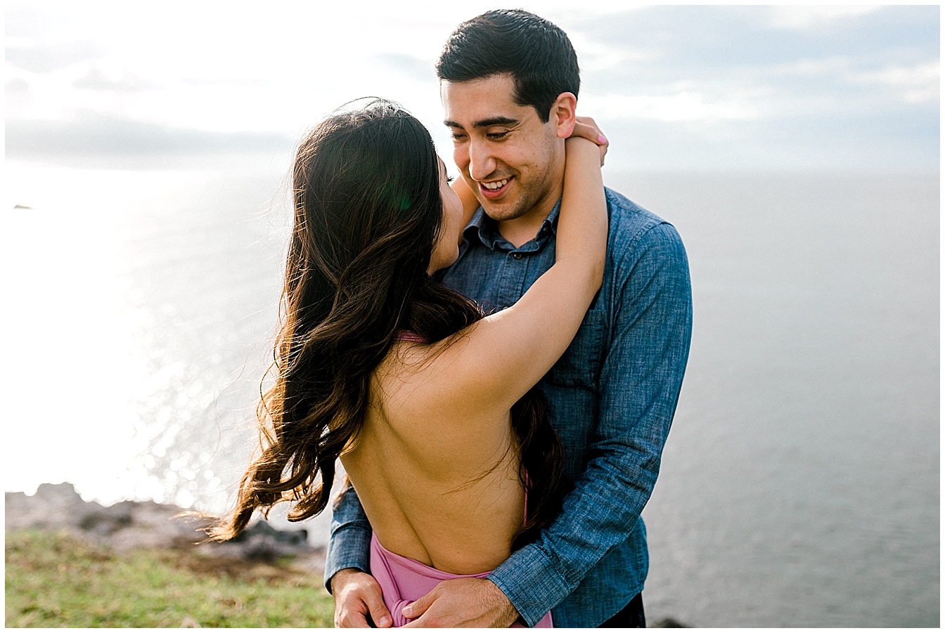 Maui Engagement Woman and Man Looking Into Each Others Eyes