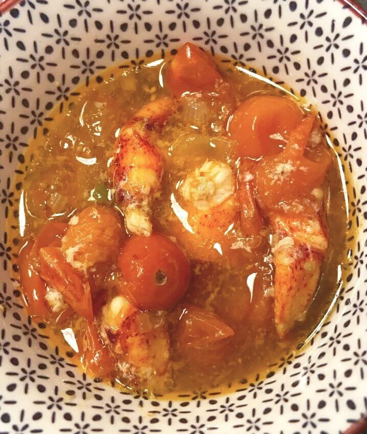 lobster in a blistered-tomato lemon caper sauce