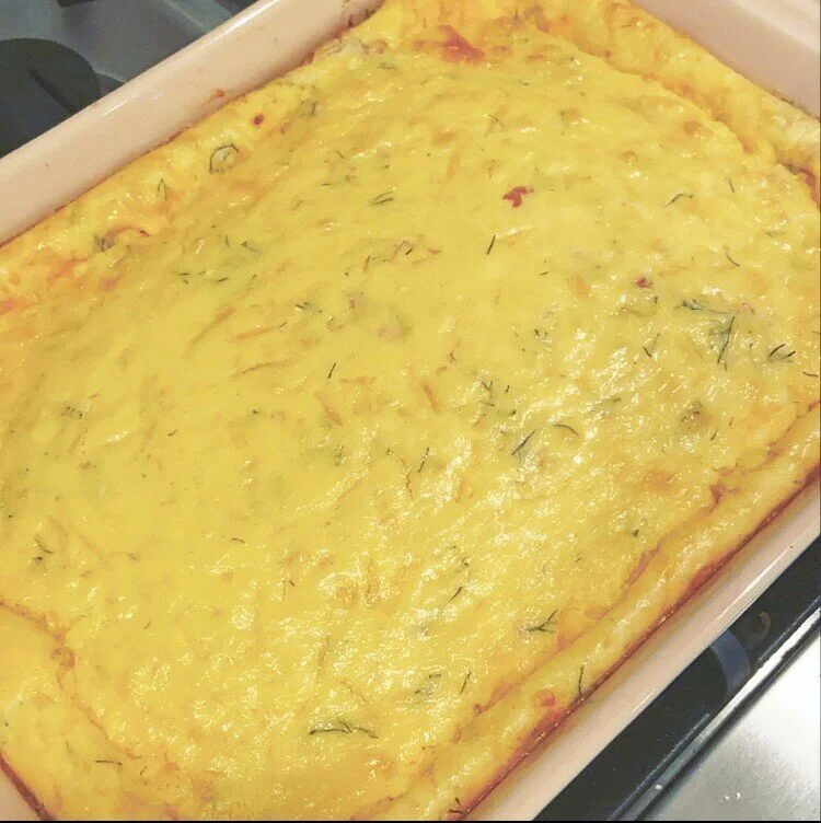 prosciutto, dill, and mascarpone egg puff