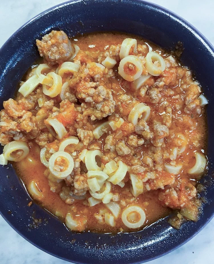 chef lin d zee upscale spaghetti o's