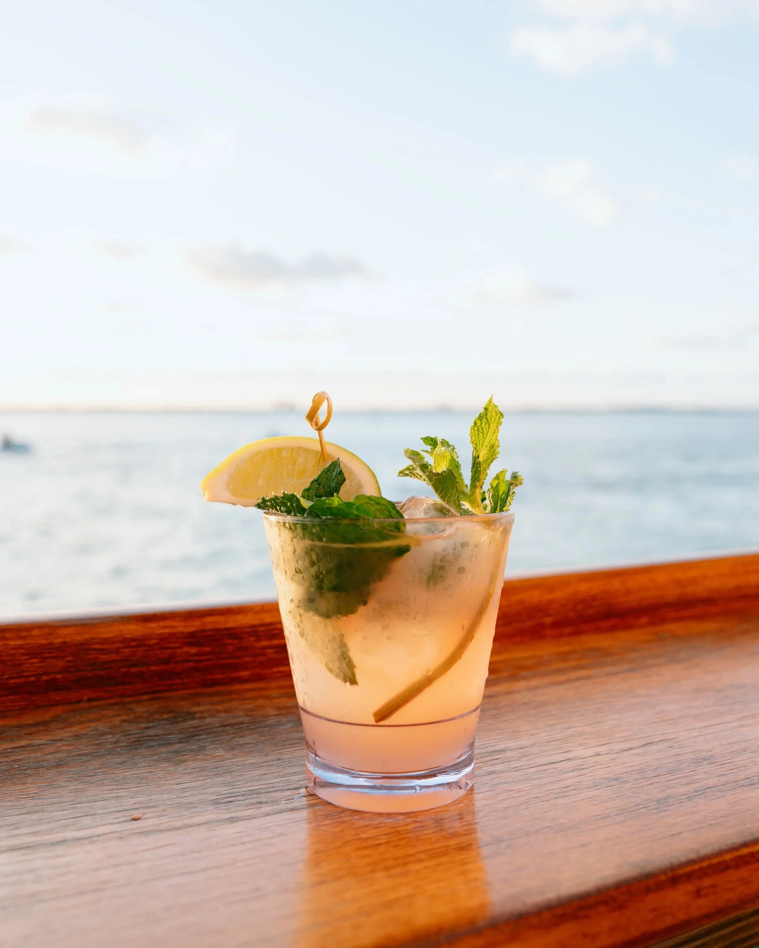 Cocktail at Lido Bayside Grill, a waterfront restaurant in Miami Beach