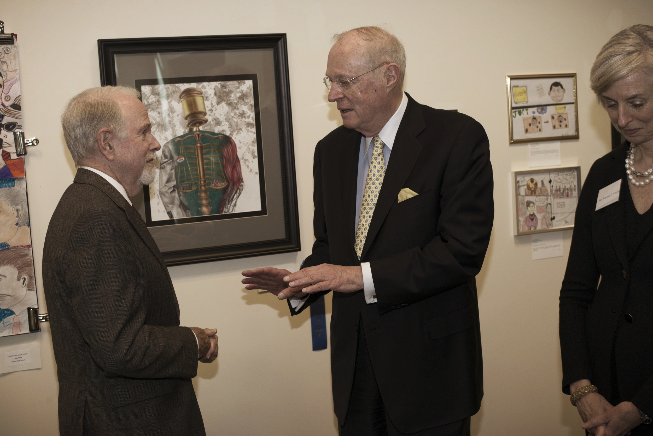 Justice Anthony M. Kennedy, the Hon. William B. Shubb and the Hon. Kimberly J. Mueller visiting the Learning Center.