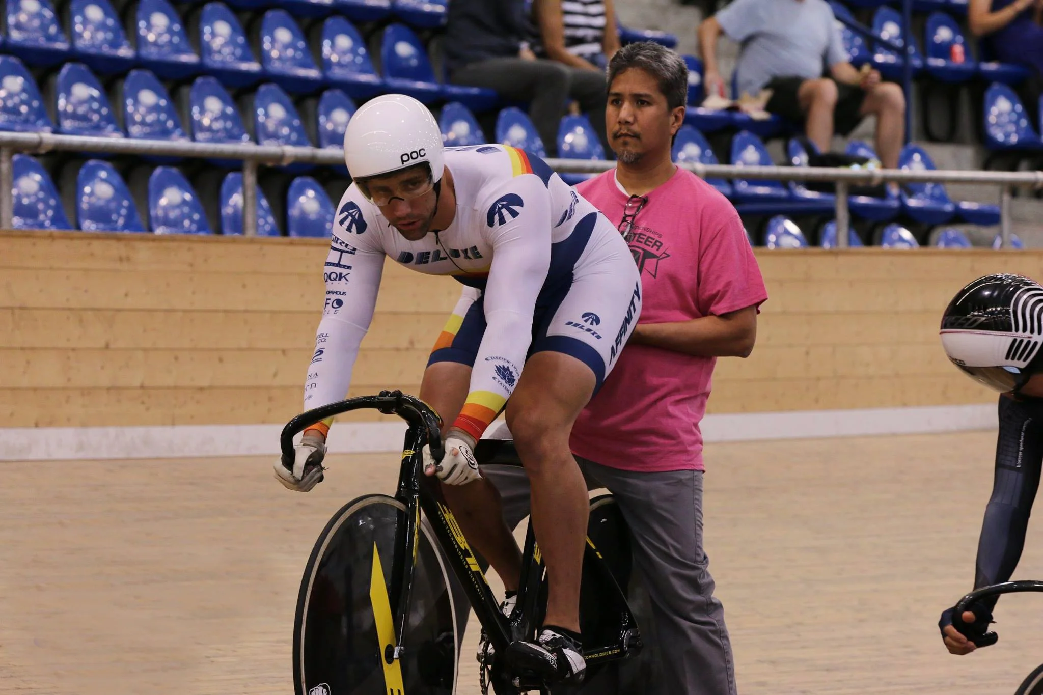 Evan during a team sprint at the VSC in LA during Track Nationals 2017 Photo by Gus Sarmiento