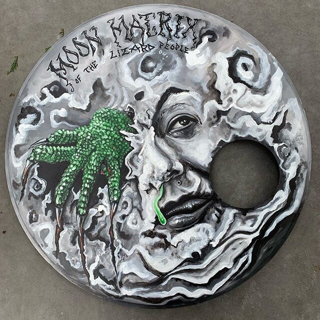 Drumhead for my friend @krzynos  Come check out our band @moon matrix .  We are finishing up recording an album!  Check our page for progress on that and future shows #lizard #drum #moonmatrix #booger