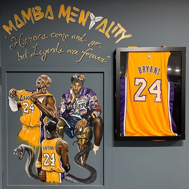 My friend @dh_simba7 asked me to paint a mural in honor of one of his heroes @kobebryant . He was fortunate to have recently met him and wanted to honor his legacy.  #blackmamba #legend #hero #legacy #kobe #kobebryant #lakers