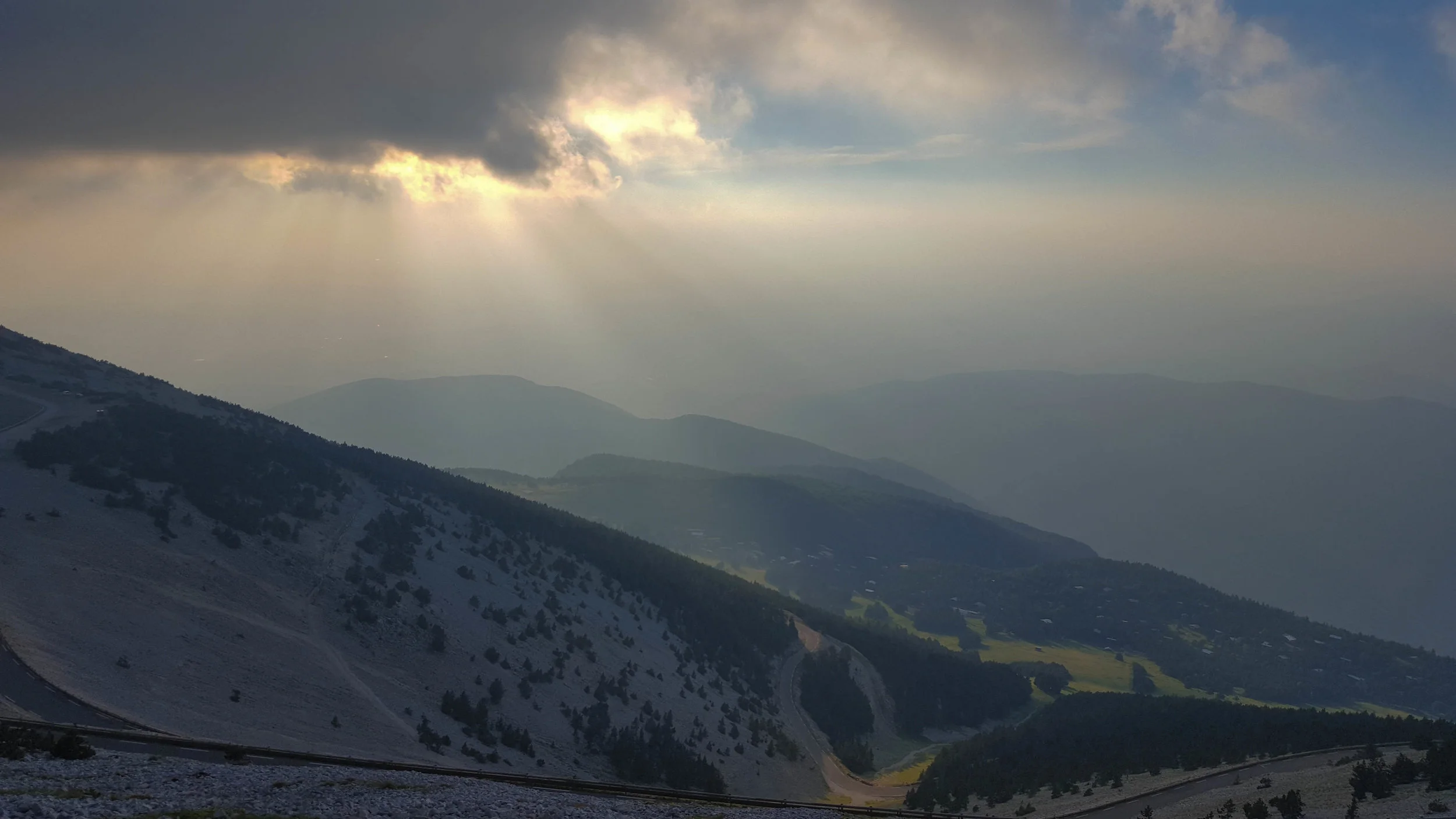 Mont Ventoux by sunset - the iconic symbol for cyclists of the Tour de France, who take up the challenge to ride up this beast of a climb