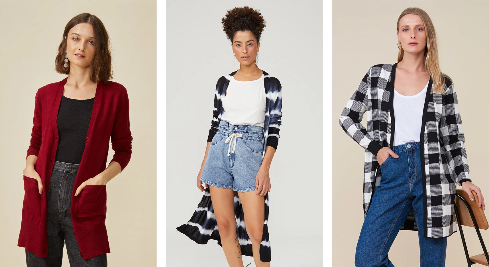 vestido com cardigan longo