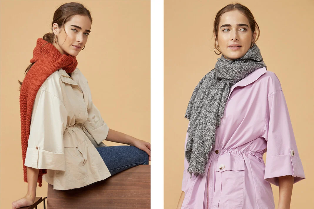 PRODUCTS: Crochet scarf, mini checkered scarf.