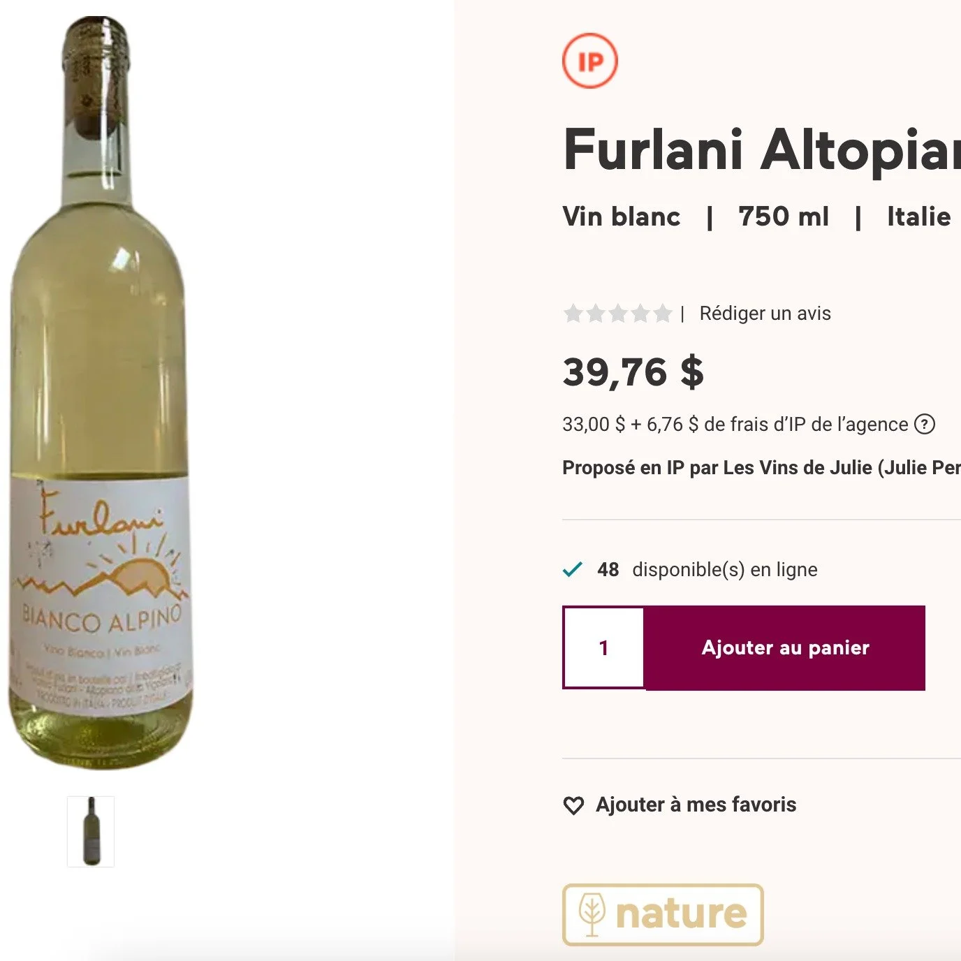 Le joli blanc de @cantinafurlani est de retour &agrave; l'unit&eacute; sur la boutique IP pour la p&eacute;riode estivale ! 
Profitez-en!
#m&uuml;llerthurgau #vinonaturaleitaliano #vinotrentinoaltoadige