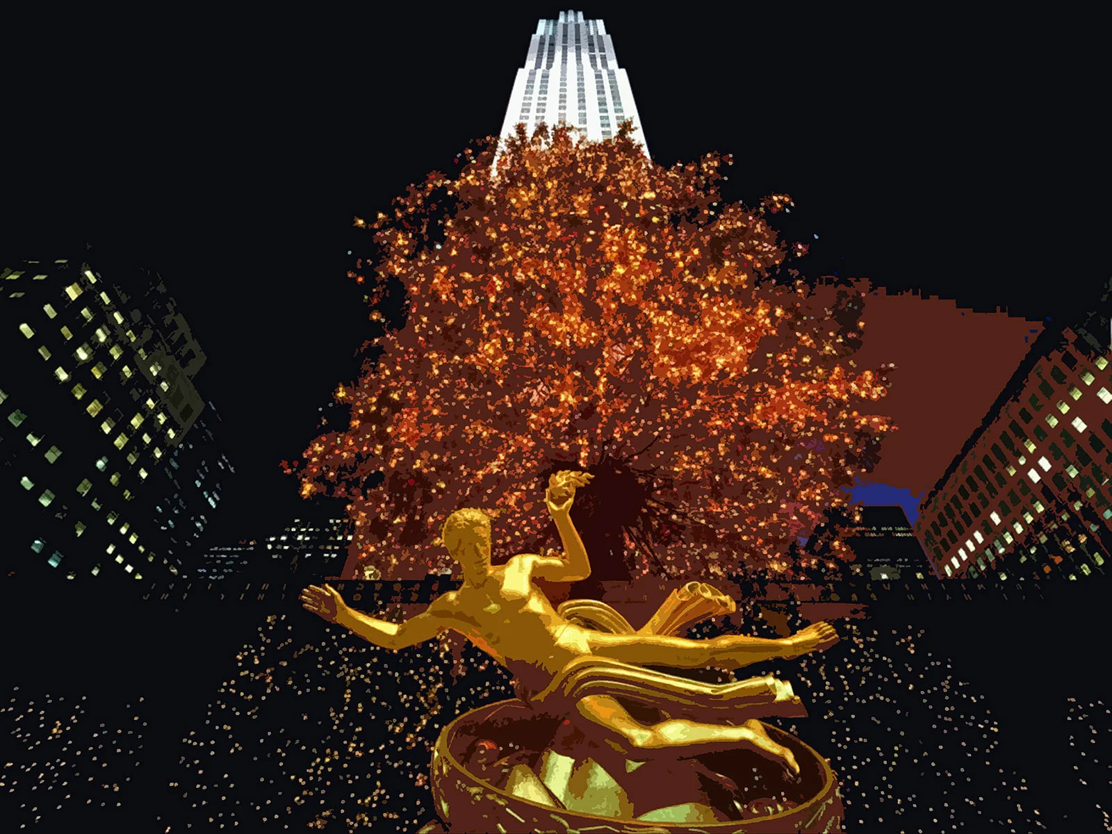 "Rockefeller Tree" as shown , Museum Mount Plexiglas 20x30 *only available in this color way Purchase