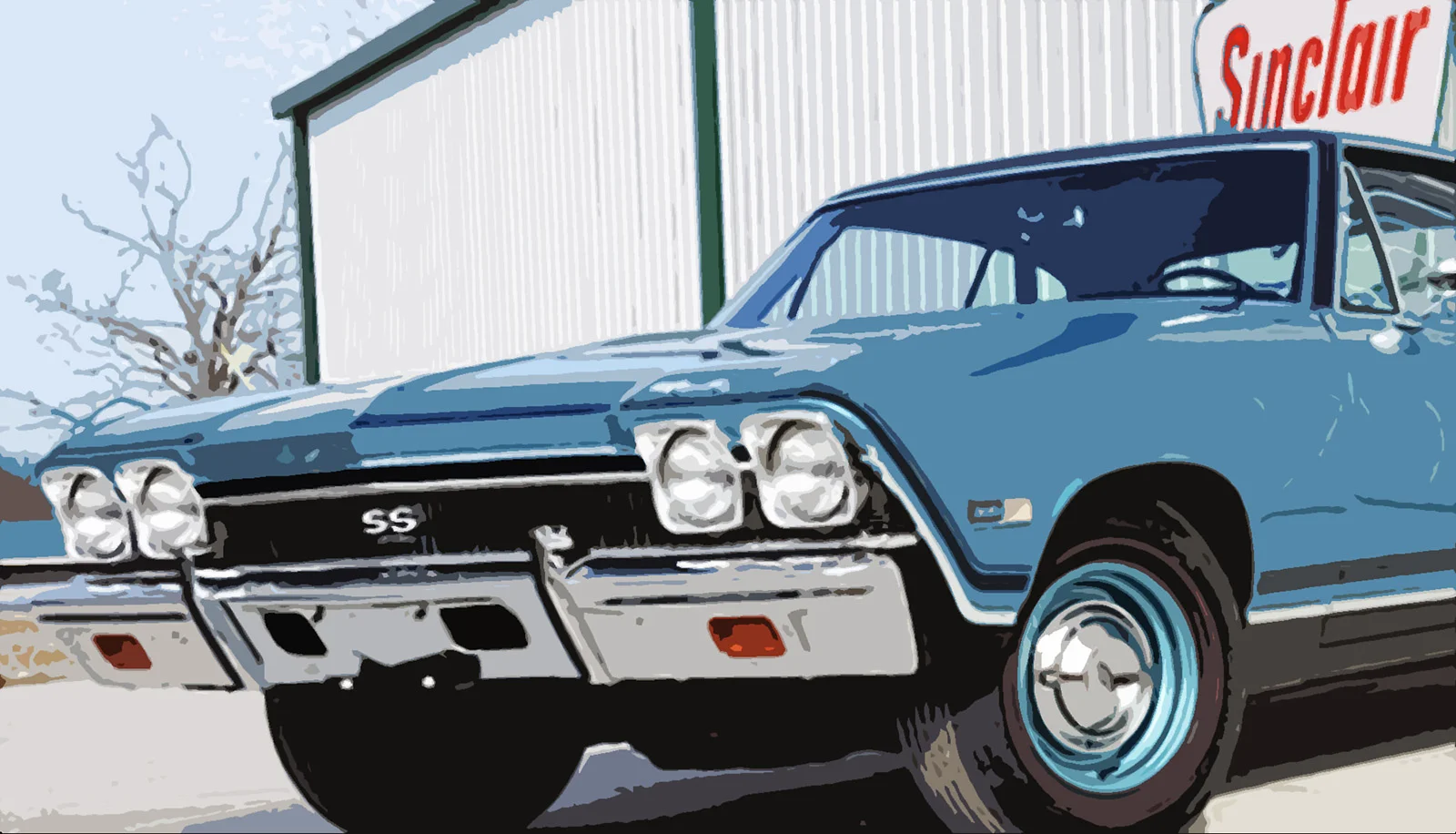 65 Chevy "ChevelleSinclair" -as shown, Museum Mount Plexiglas 20x30 *only available in this color way Purchase