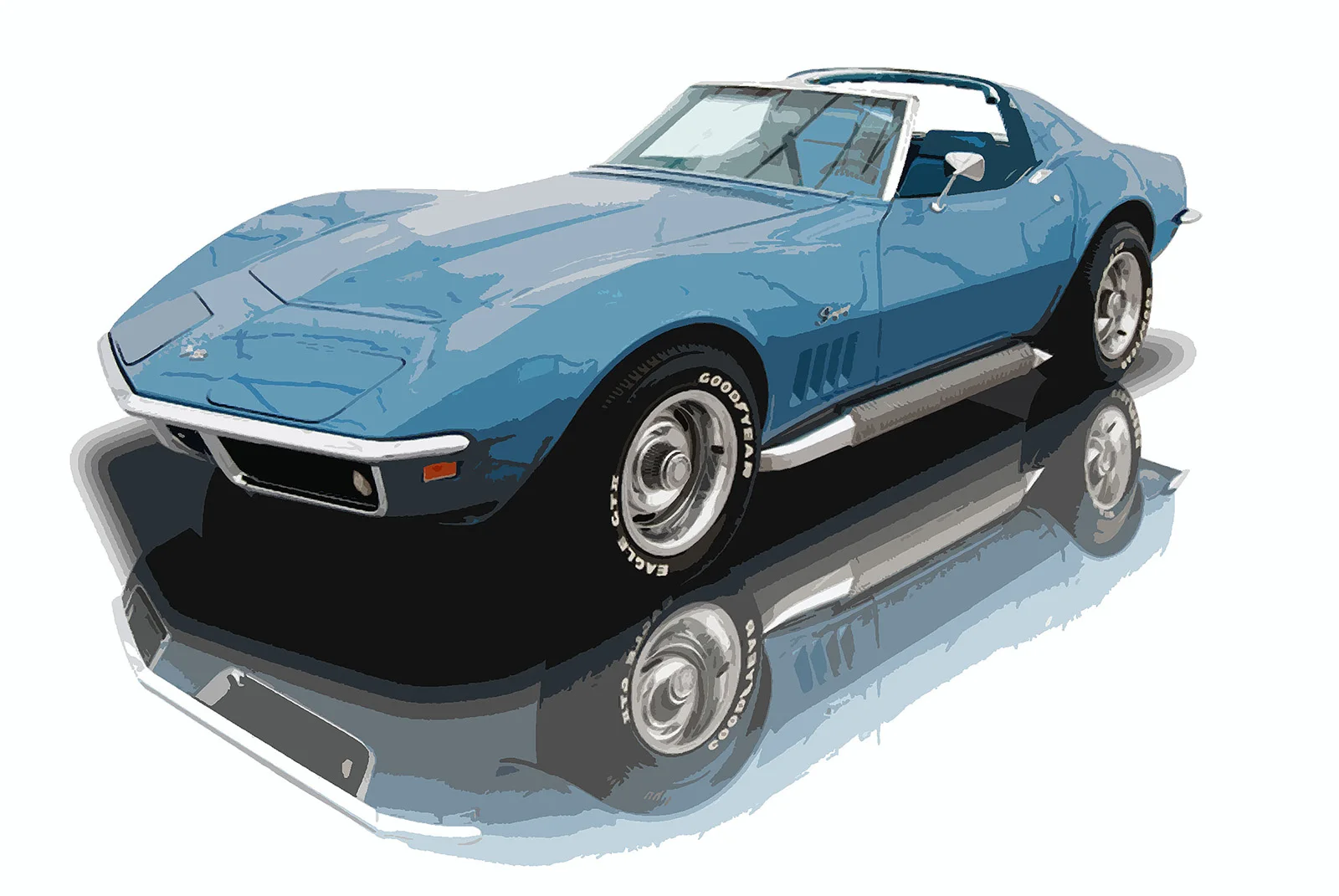 69 Corvette "StingRayBlues"- as shown, Museum Mount Plexiglas 20x30 *only available in this color way Purchase