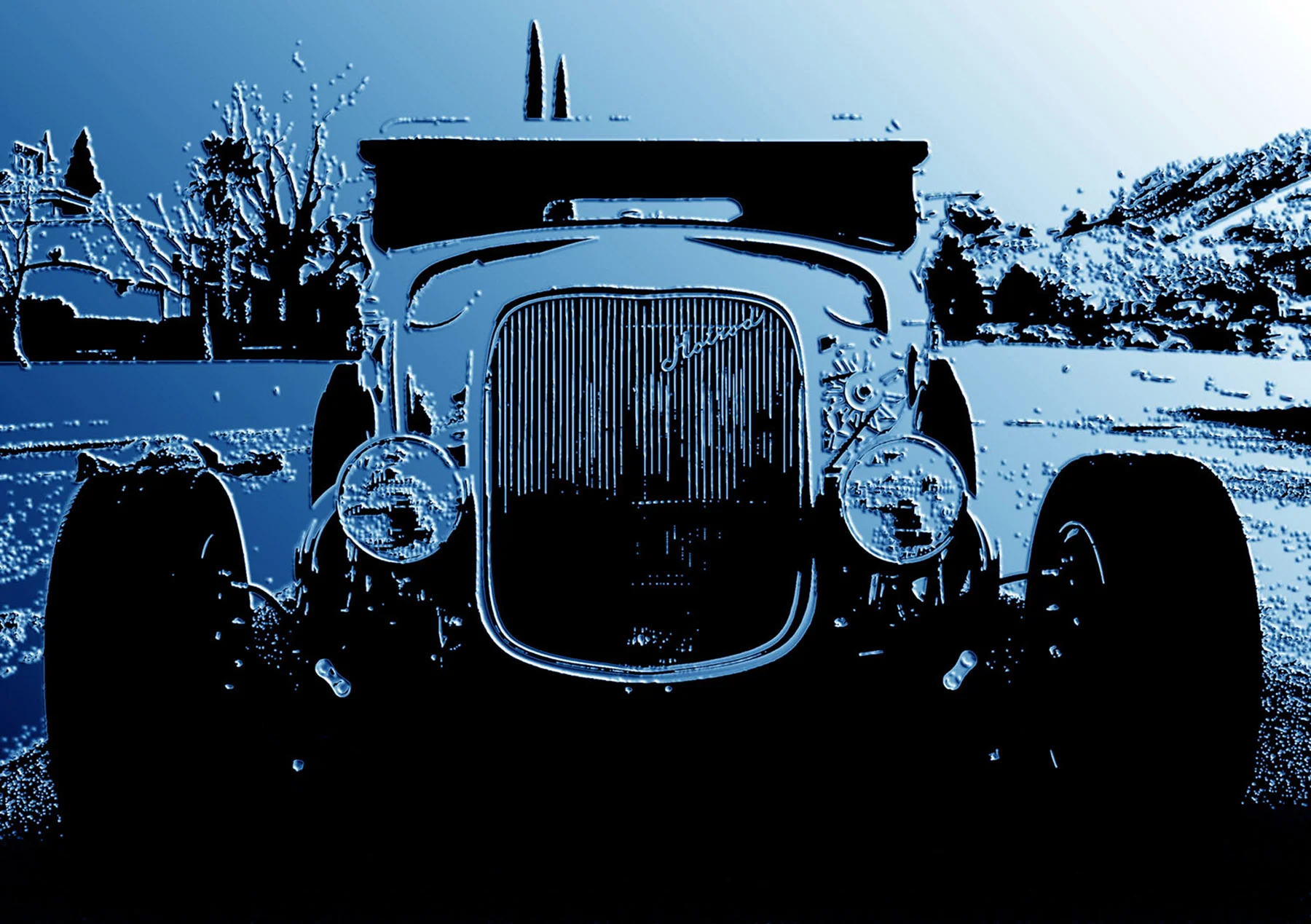 "32CoupeGrill" Blue- Von Dutch Hot rod, as shown, Museum Mount Plexiglas 30x40 Purchase