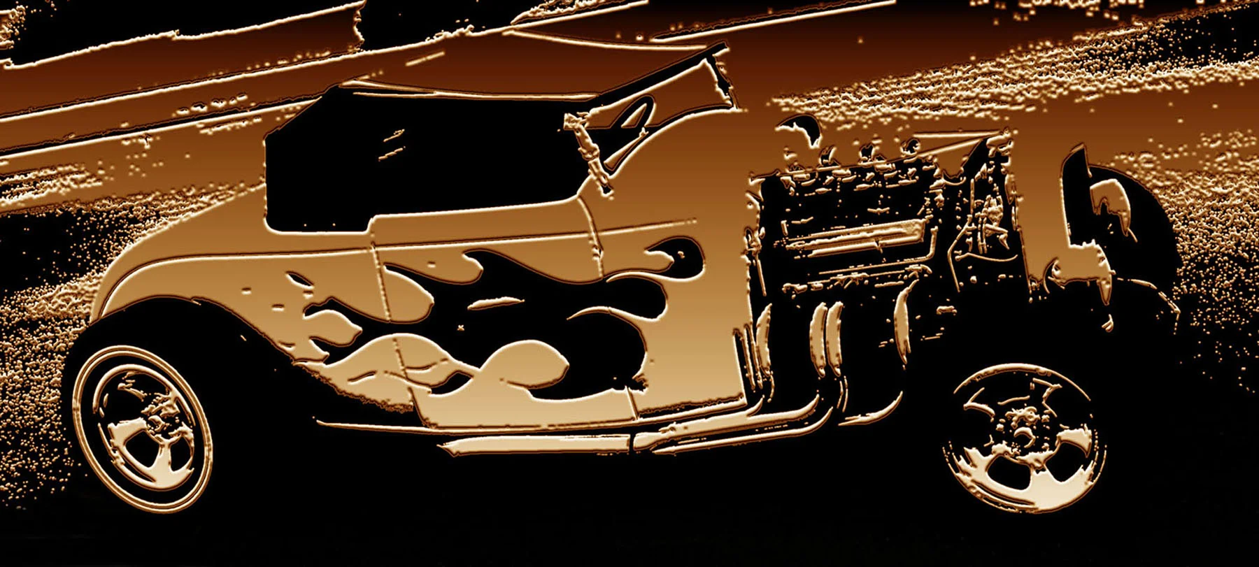 "32CoupeRod"-Gold - Von Dutch Hot rod, as shown, Museum Mount Plexiglas 30x40 Purchase