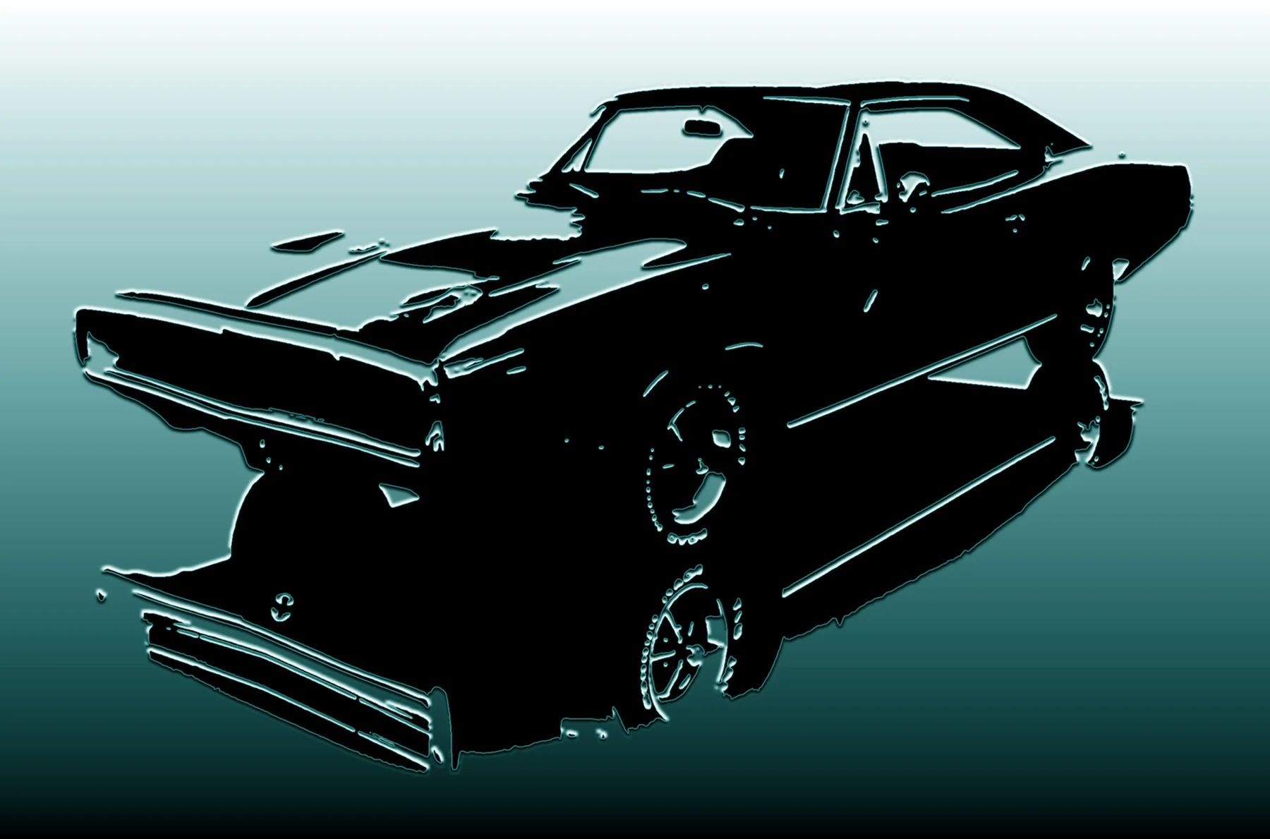 70 Dodge "GhostCharger" Cyan- as shown, Museum Mount Plexiglas 24x32 Purchase