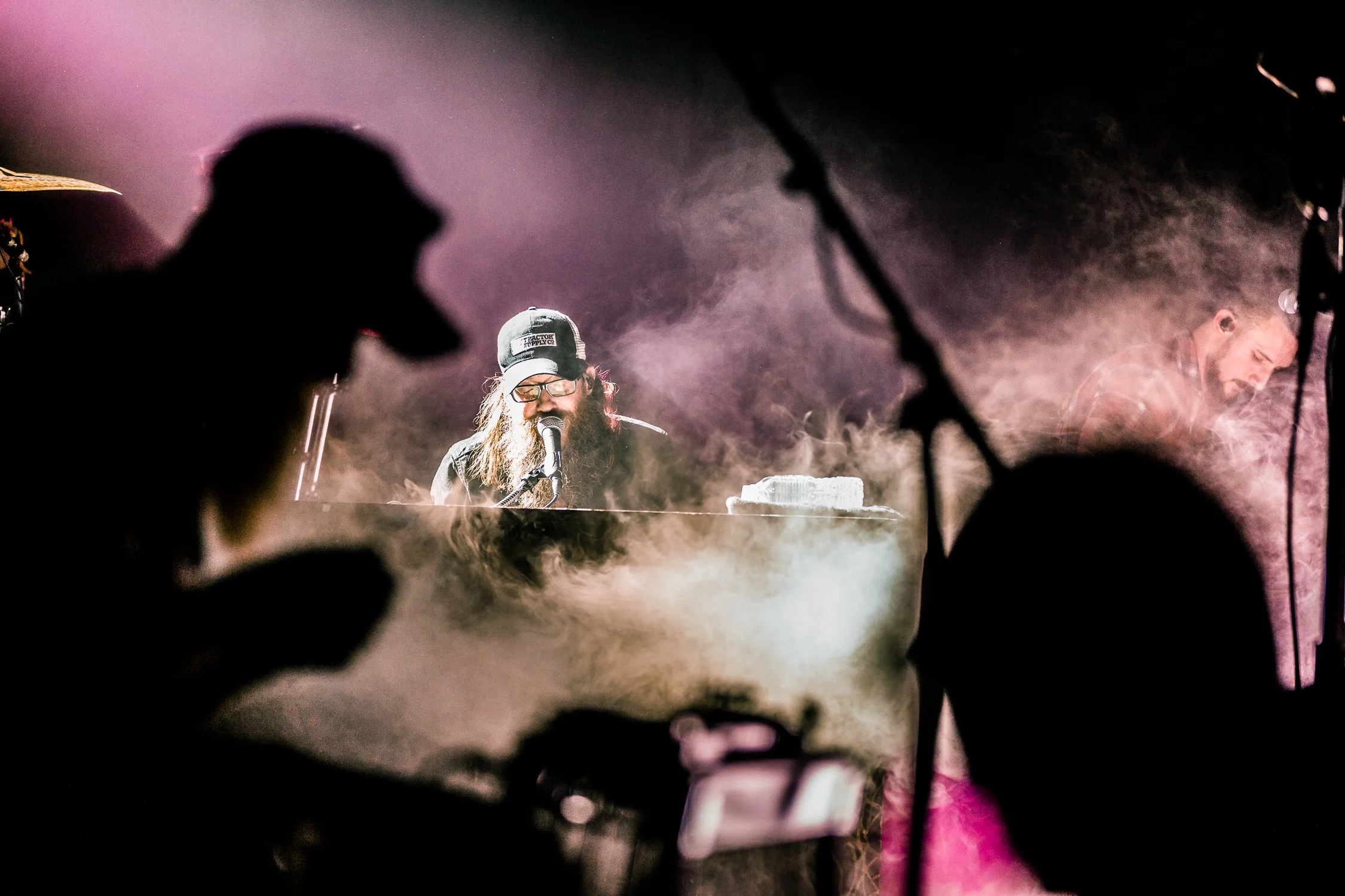 No pyrotechnics at Messiah College (yet...) but when the tech crew booted up the fog machine I knew I had to get this shot. I really like how by chance the fog was wrapped around Crowder but there was a nice opening to keep sharpness and detail on his face.
