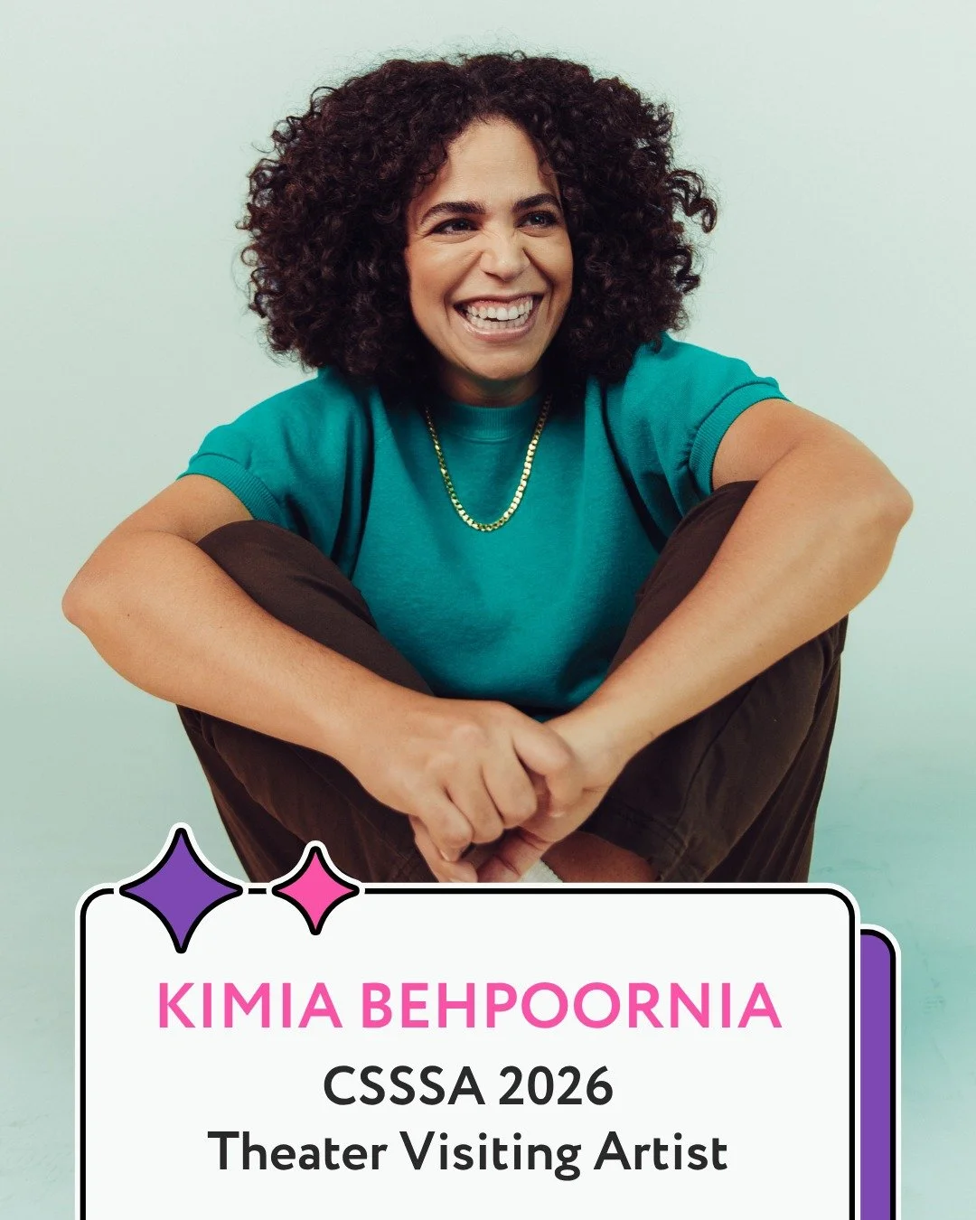 Introducing CSSSA Theater visiting artist, @childclown! 👋 

Los Angeles native Kimia Behpoornia is an actor, writer, and improviser. Credits include Abbott Elementary, Hacks, Atypical, Reboot, and Dropout TV.

#CSSSA #CSSSAAlumni #CaliforniaStateSum