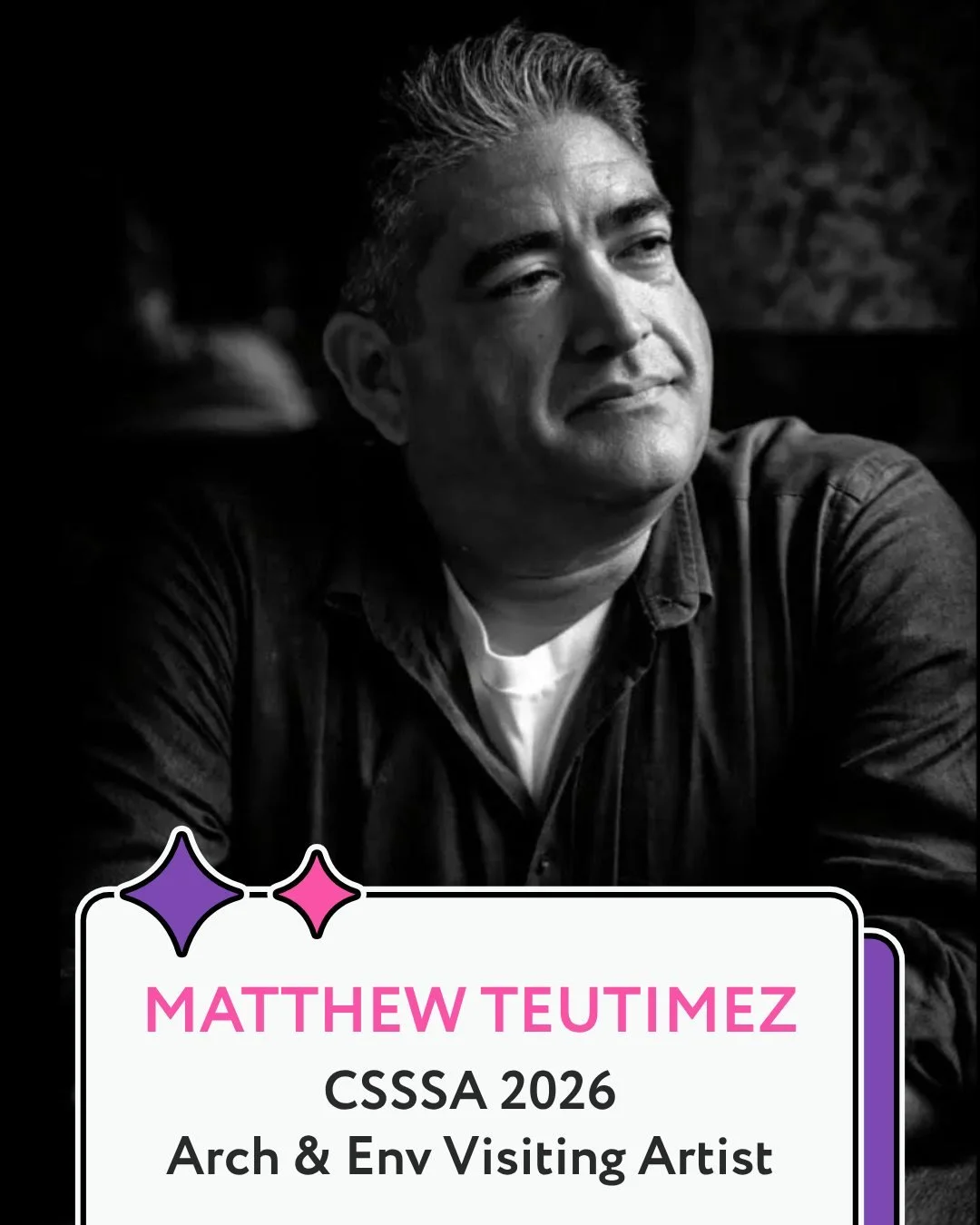 Introducing @csssa_schoolforthearts Architecture &amp; Environmental Design visiting artist, Matthew Teutimez! 👋

Matt Teutimez is a Tribal Biologist, educator, and member of the Gabriele&ntilde;o Band of Mission Indians &ndash; Kizh Nation. He is t
