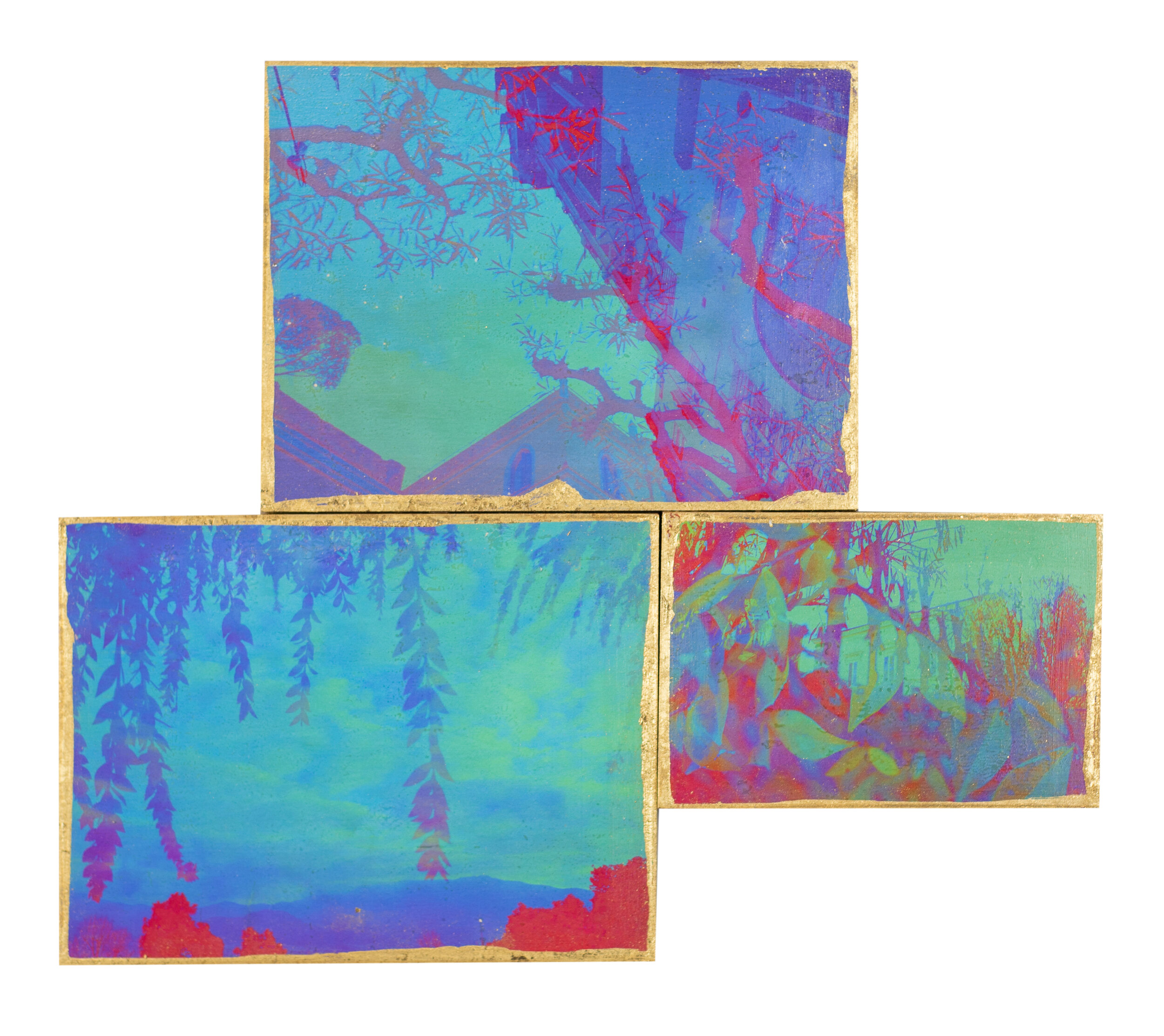  Hyperstimulation Fusion 0013 // Italia, 2019 20x28”  Inkjet Photo Transfer on Birch, Gold Leaf 