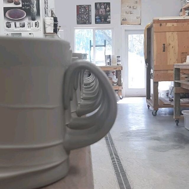 New mugs with new handles.  Happy #mugshotmonday .
.
.
#mug #mugshot #handmademug #potterymug #wip #workinprogress #bcartist #madeinbc #handmadeinbc #canadianartist #canadianpotter #madeincanada #handmadeincanada #shuswappottery #shuswap #salmonarm #