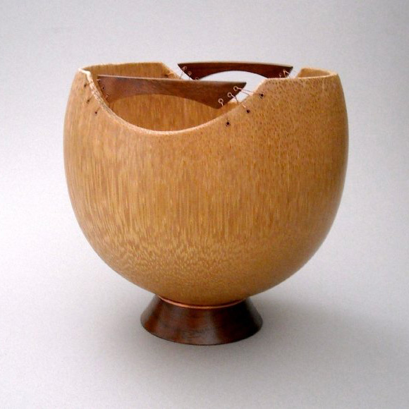 Polynesian vase - Queen palm, koa and copper