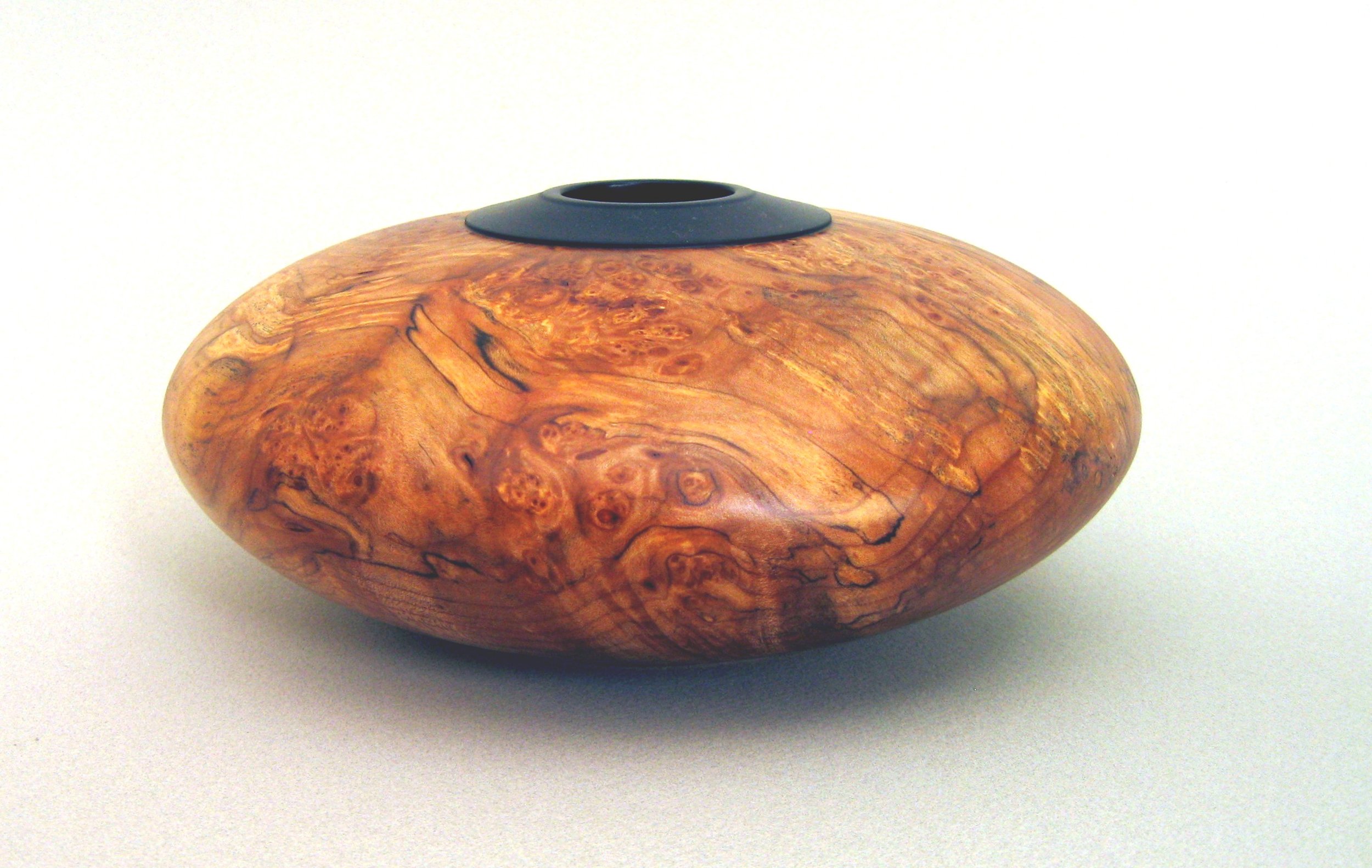 Spalted maple burl and ebony hollow form