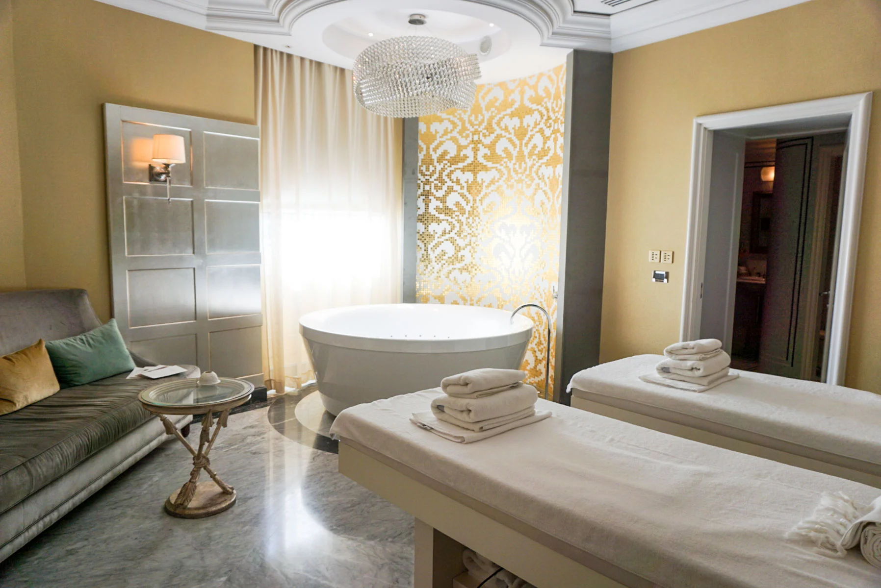 The Gold Treatment Room at the spa at The St. Regis Florence, Italy.