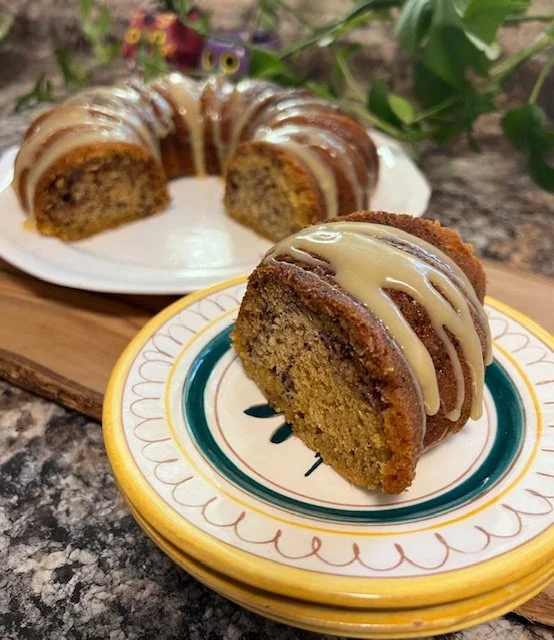 Banana Coffee Bundt Slice with Dulce de Leche Drizzle $5.00 each