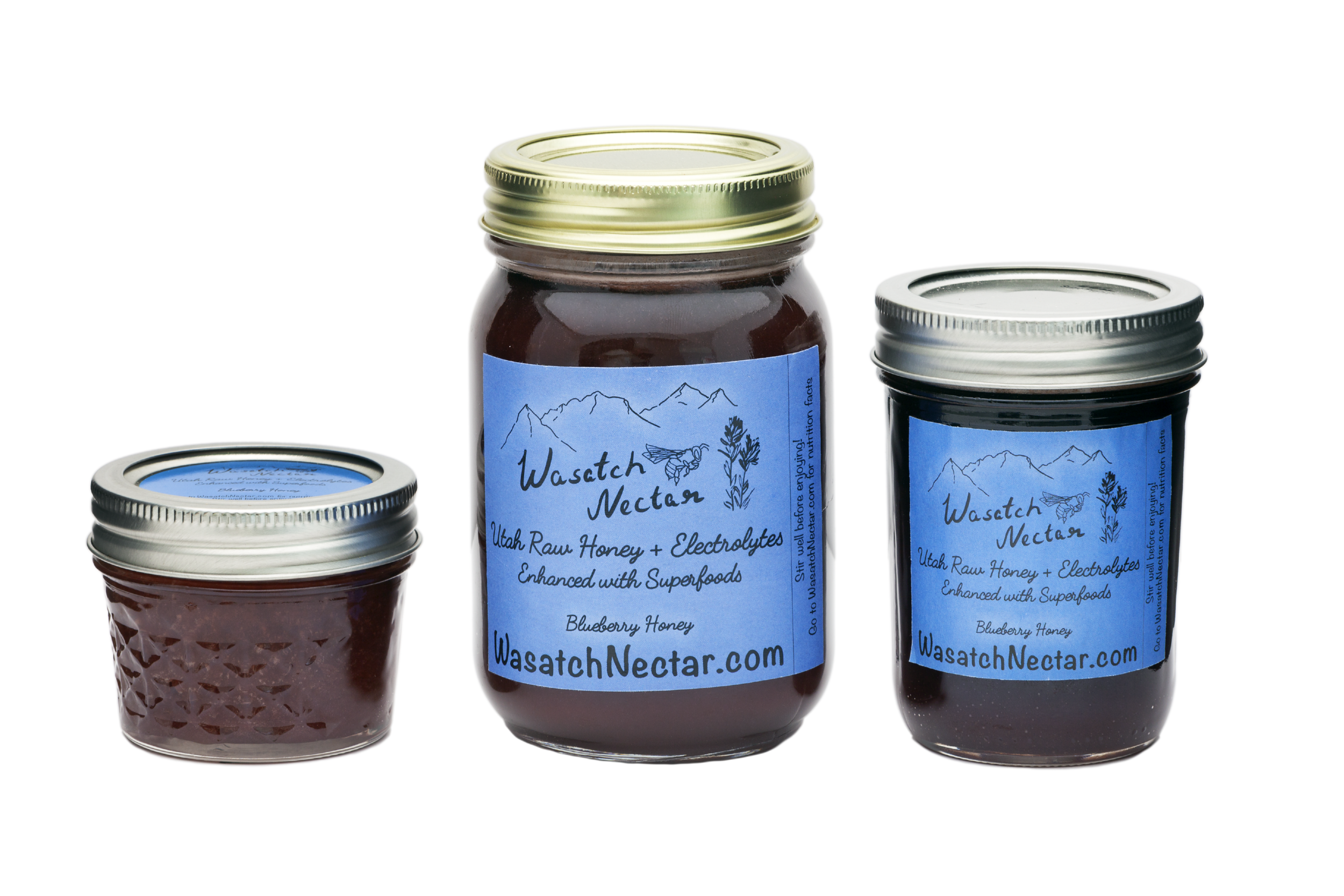 Utah raw blueberry honey, half pint, quarter pint, pint, electrolytes