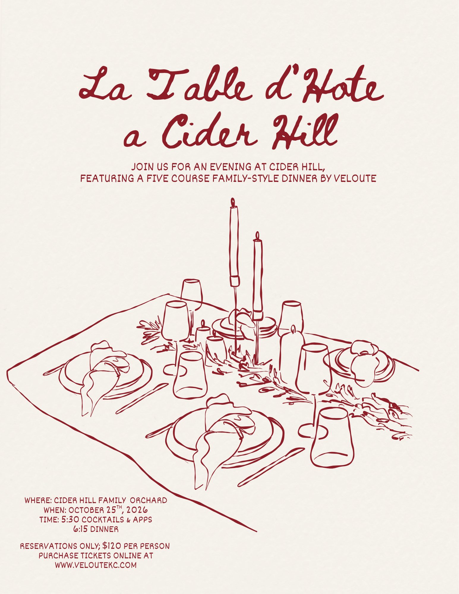 October 25th Table d'Hote