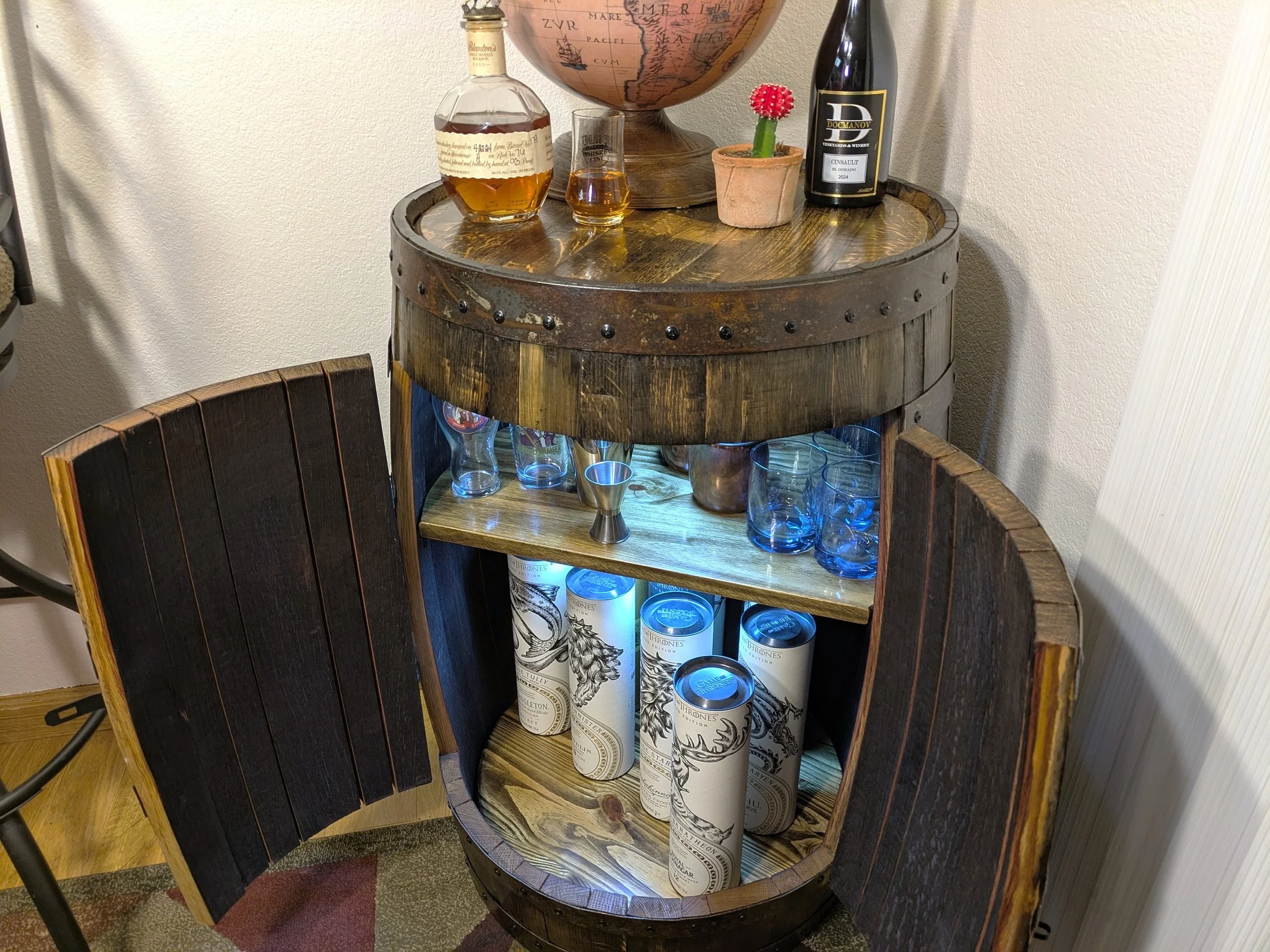 Bourbon Barrel Cabinet - Liquor Cabinet Home Bar