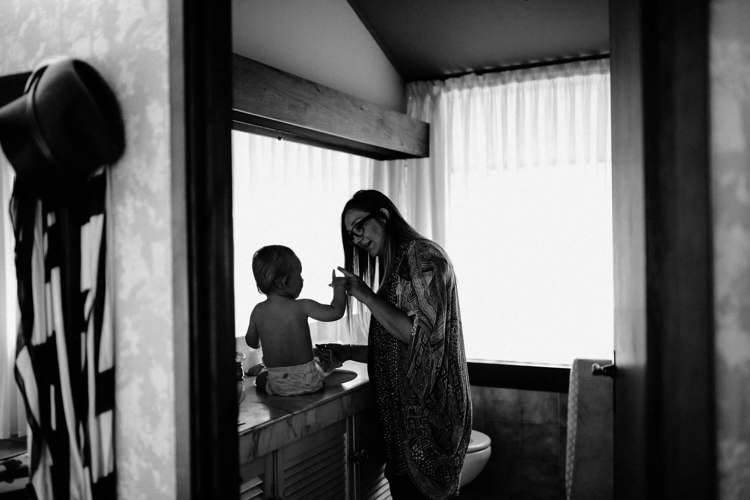 Rebecca showing a moment of affection with her son Louis
