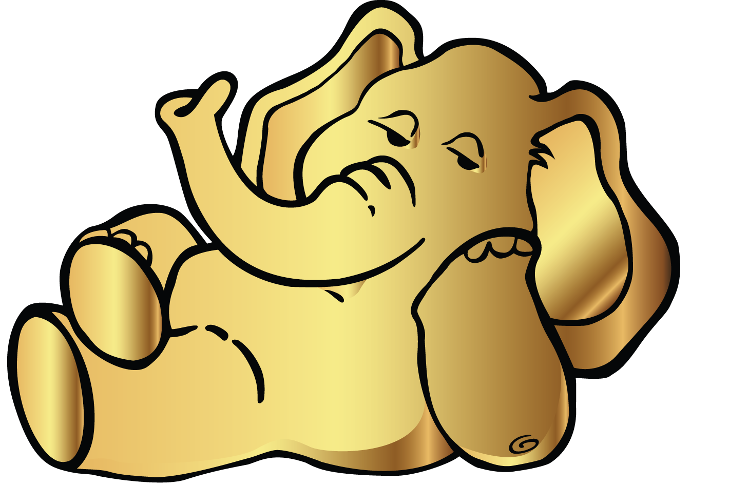 Golden Elephant Png : Yellow elephant artwork, golden elephant, mammal, golden frame, vertebrate png.