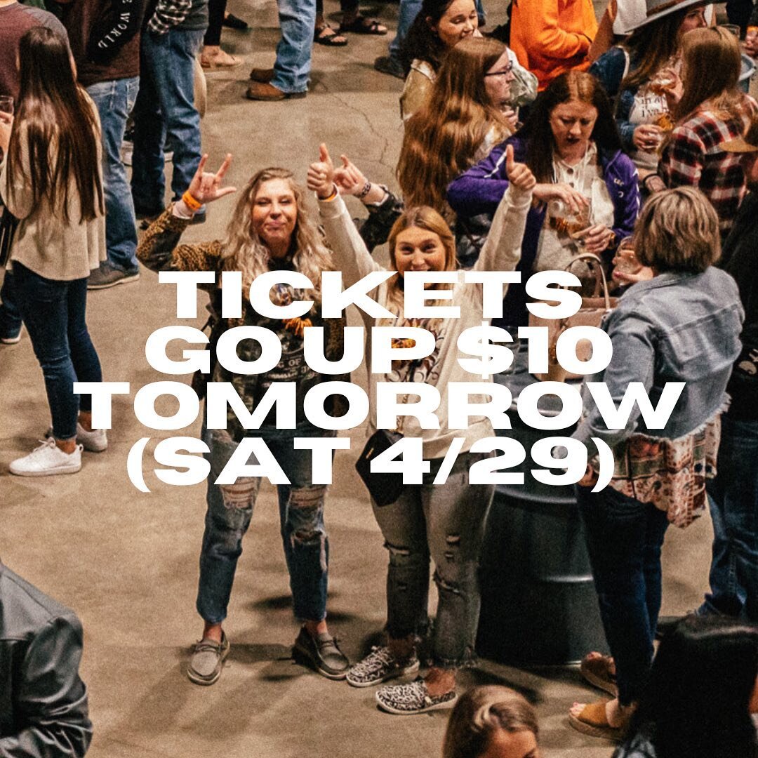 🚨TICKETS GO UP $10 AT MIDNIGHT🚨

You can totally purchase your tickets tomorrow on our website, but they will be $10 more! So, if you wanna save some money, get those tickets purchased by 11:59pm tonight! 🍻

➡️downtowndothebrew.com