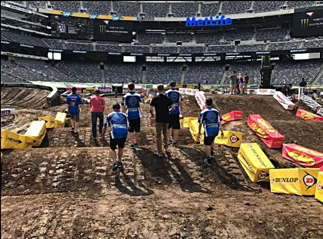 The team out on track walk earlier in the year at Metlife stadium in New Jersey. 