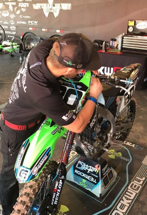 Derrick pours tons of effort and long hours into AJ's bike. No detail is too small when working with athletes at these level.