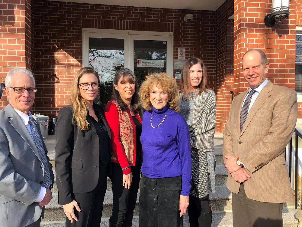 Photo courtesy of Stony Brook Southampton Hospital, from left: Steve Bernstein, Chief Development Officer, Stony Brook Southampton Hospital; Amanda Star Frazer, Esq., Board Member, The Ellen Hermanson Foundation; Sara Blue, Special Events Director, The Ellen Hermanson Foundation; Julie Ratner, Ed.D, President, The Ellen Hermanson Foundation; Anne Tschida Gomberg, Executive Director, The Ellen Hermanson Foundation; and Robert S. Chaloner, Chief Administrative Officer, Stony Brook Southampton Hospital.