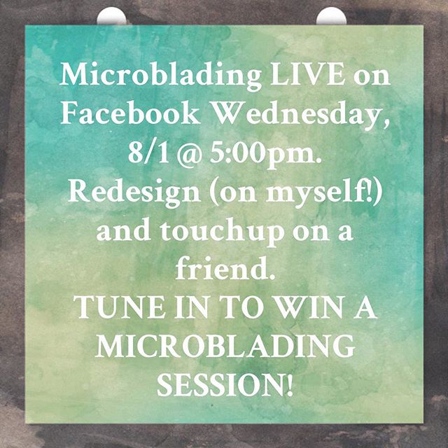 I’ll be going live tomorrow with a microblading redesign (full procedure) on myself and a touchup on a client and dear friend! We’ll be here to take you through all of the steps and to answer any questions you may have before deciding whether microblading is for you!
Tune in on our Facebook page at 5pm tomorrow (Wednesday, 8/1) to join in and to find out how to win a FREE MICROBLADING SESSION!