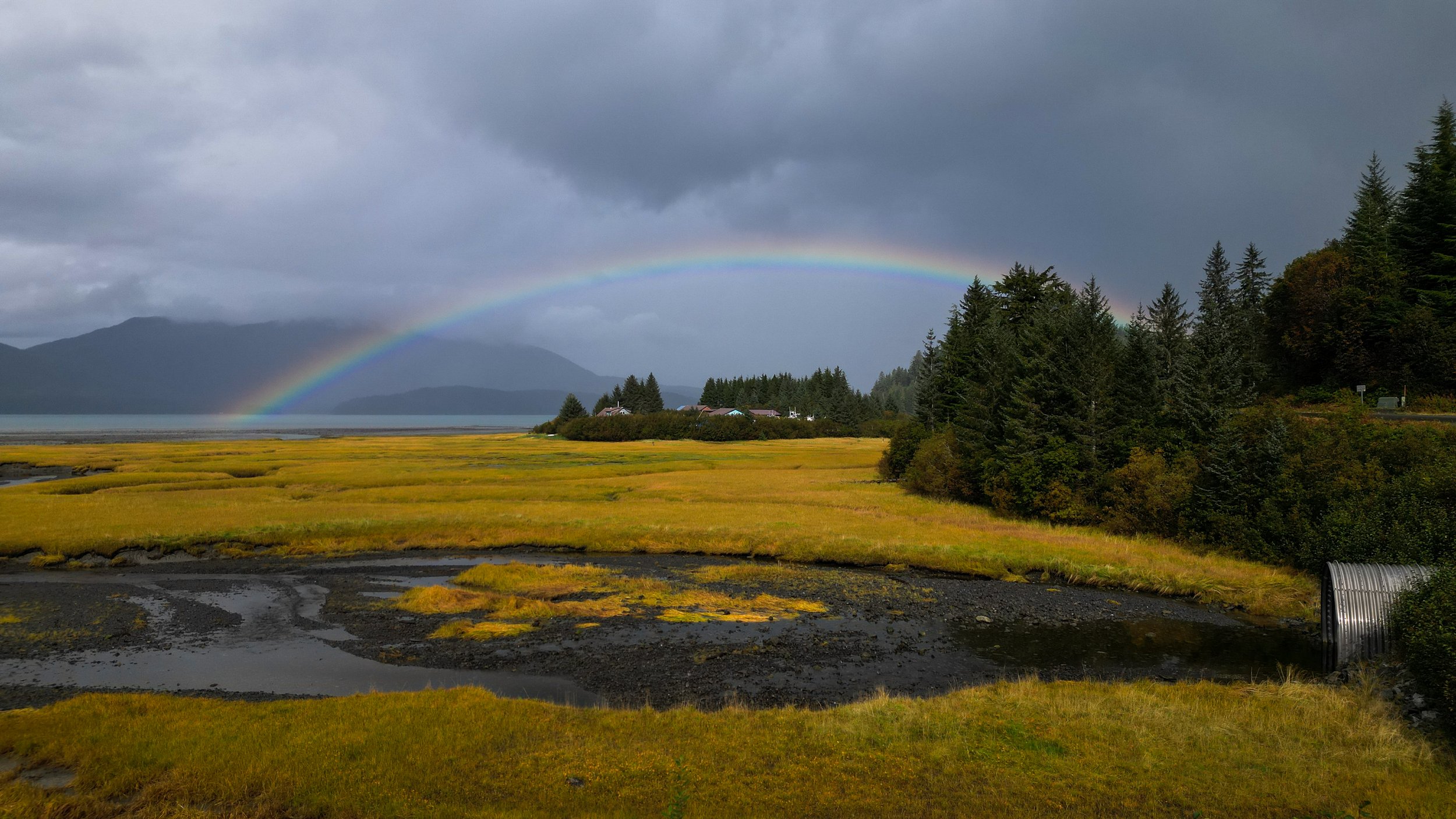 Rainbow sighting above Orca Inlet.