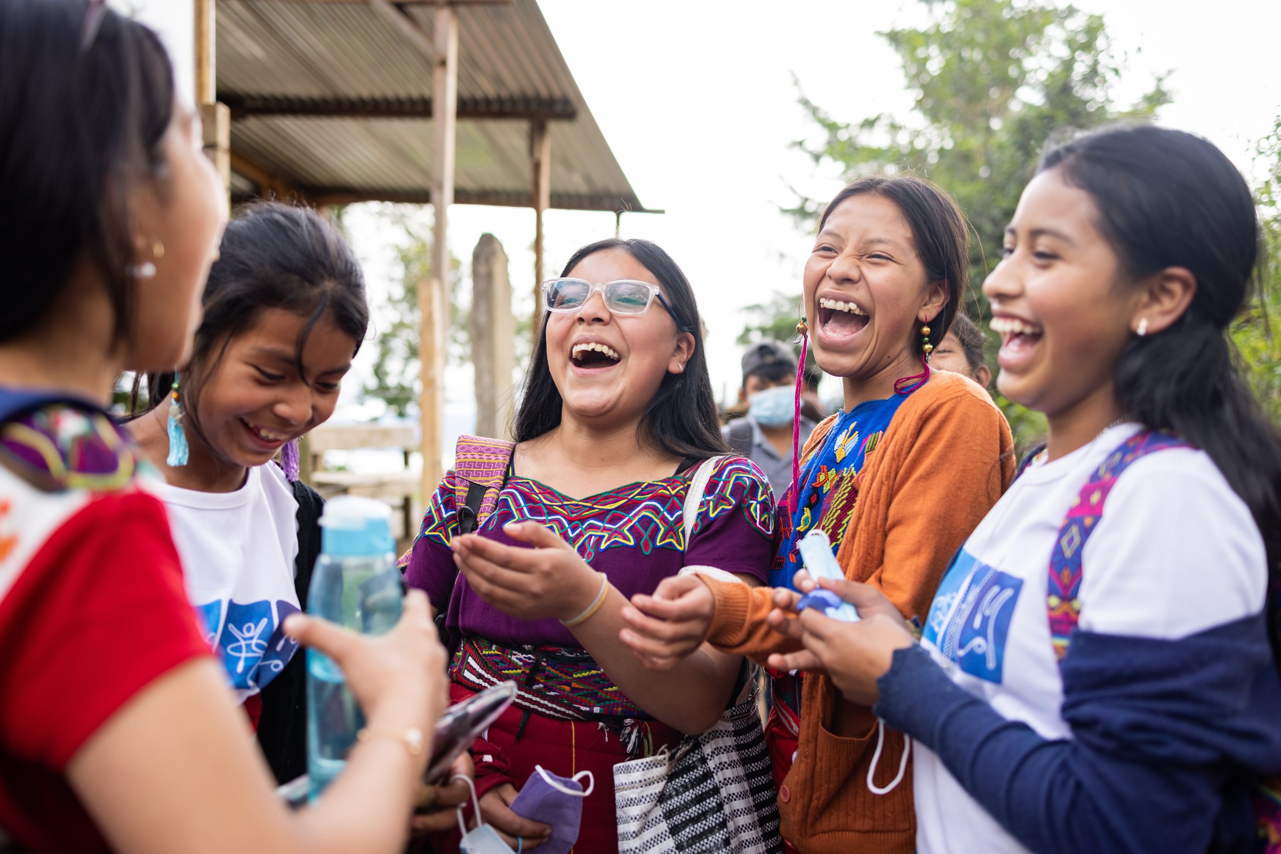 Students enjoying waiting for the bus that will take them back to their homes in Chajul after a full day at school.