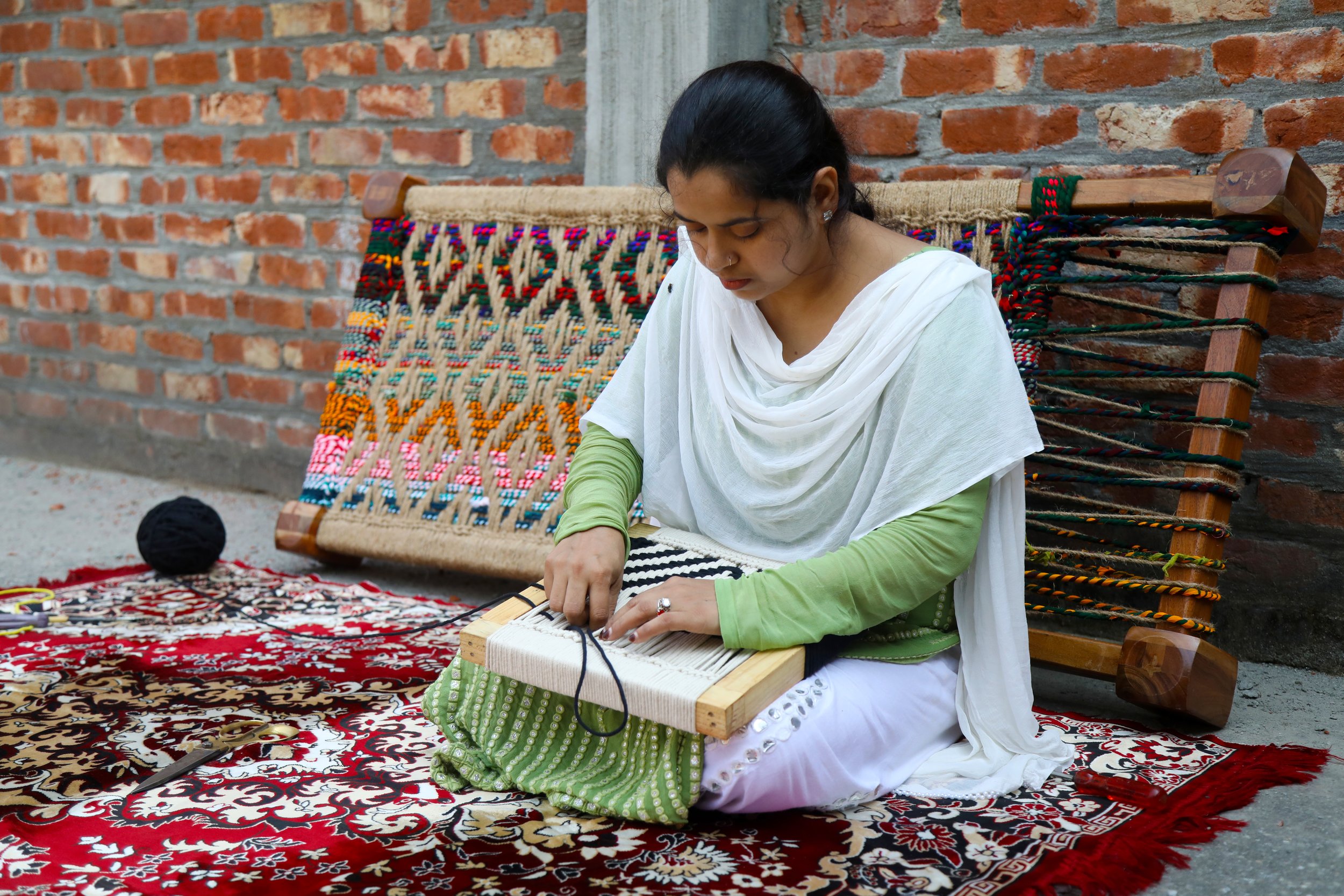 Sheeba is one of Sirohi's master weavers. She and her sister, Shahiba, weave the larger items, such as the charpais, benches, tables, and chairs.