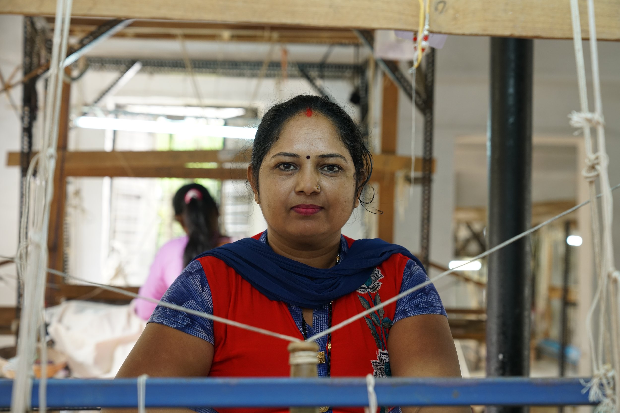 A portrait of the one of the students at the handloom school, which is a few miles away from WomenWeave's headquarters.