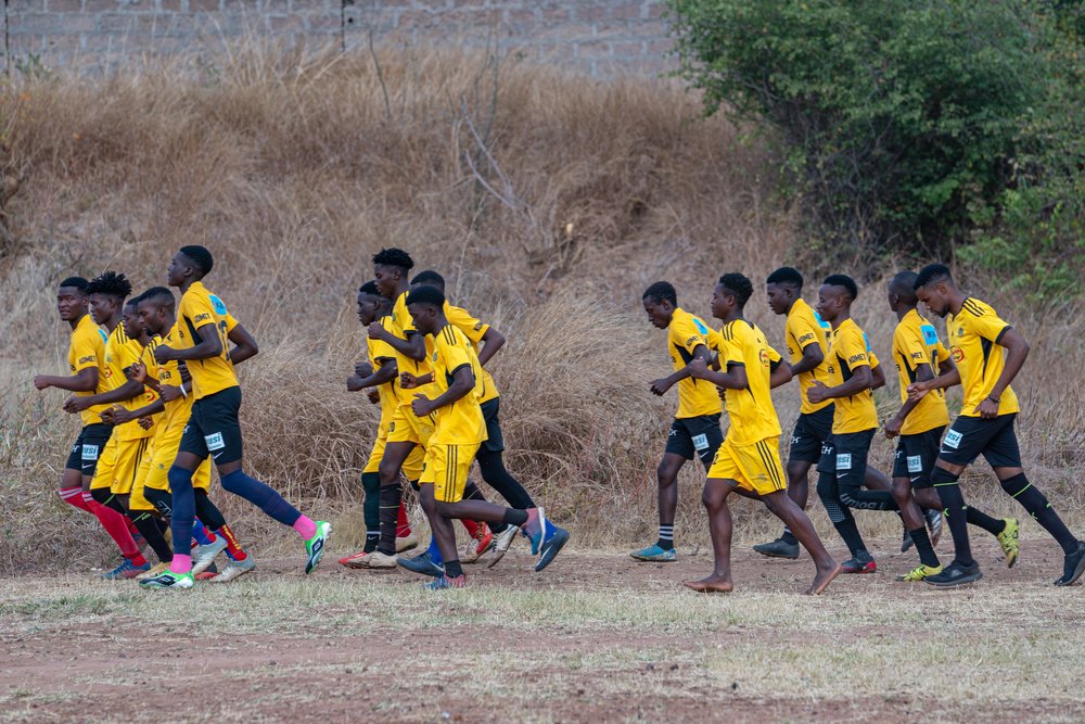  New Hope Waves Football team in training before community game in Livingstone. 