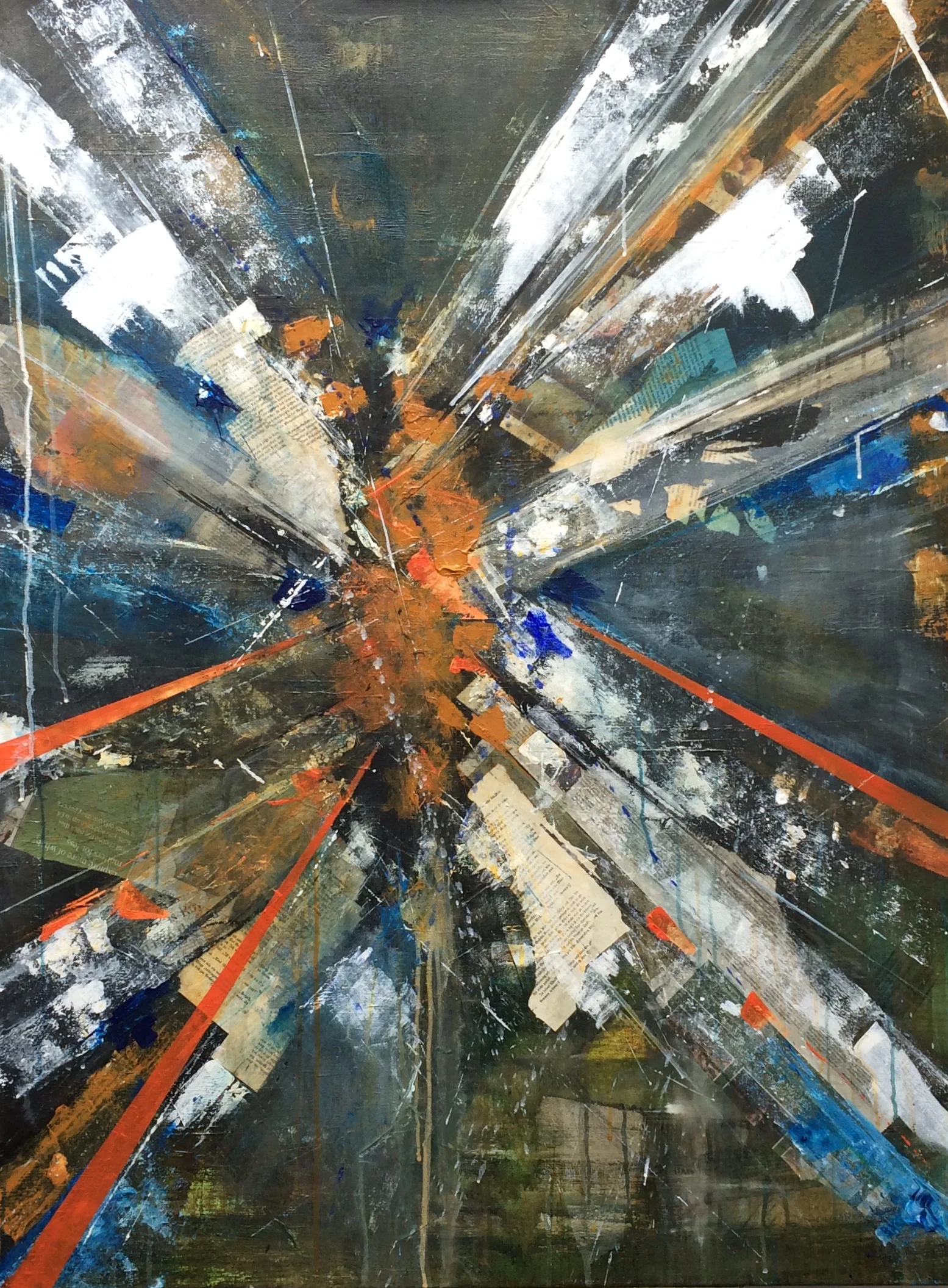 'Itineraries' 120 x 100 cm acrylic and mix media on canvas