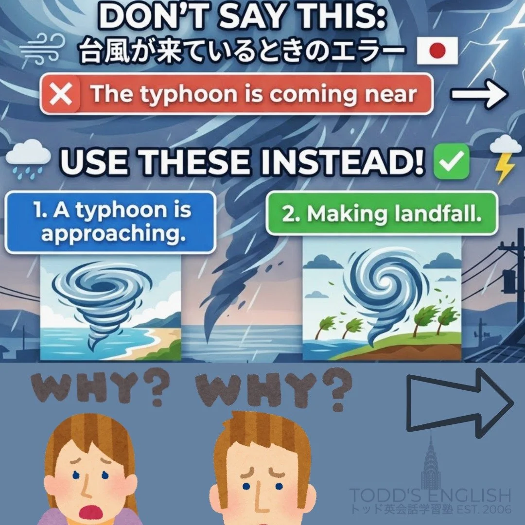 Stay safe in this inclement weather!! #トッド #英会話 #学習塾 #受験 #英検 #旭市 #千葉県 #飯岡駅 #japan #learnenglish #studyenglish #英語フレーズ #英語勉強中 #毎日英語 #使える英語 #今日の英語 #英会話教室