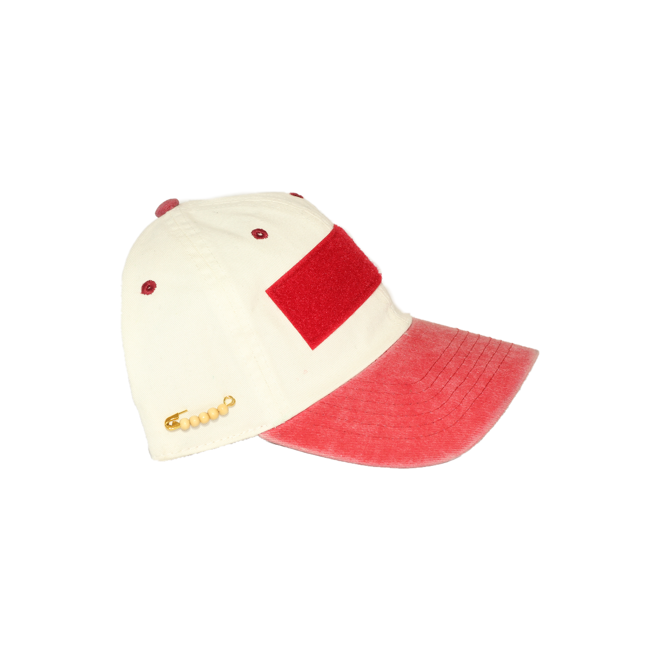 White \u0026 Red Badge Dad Hat - | HRS NYC