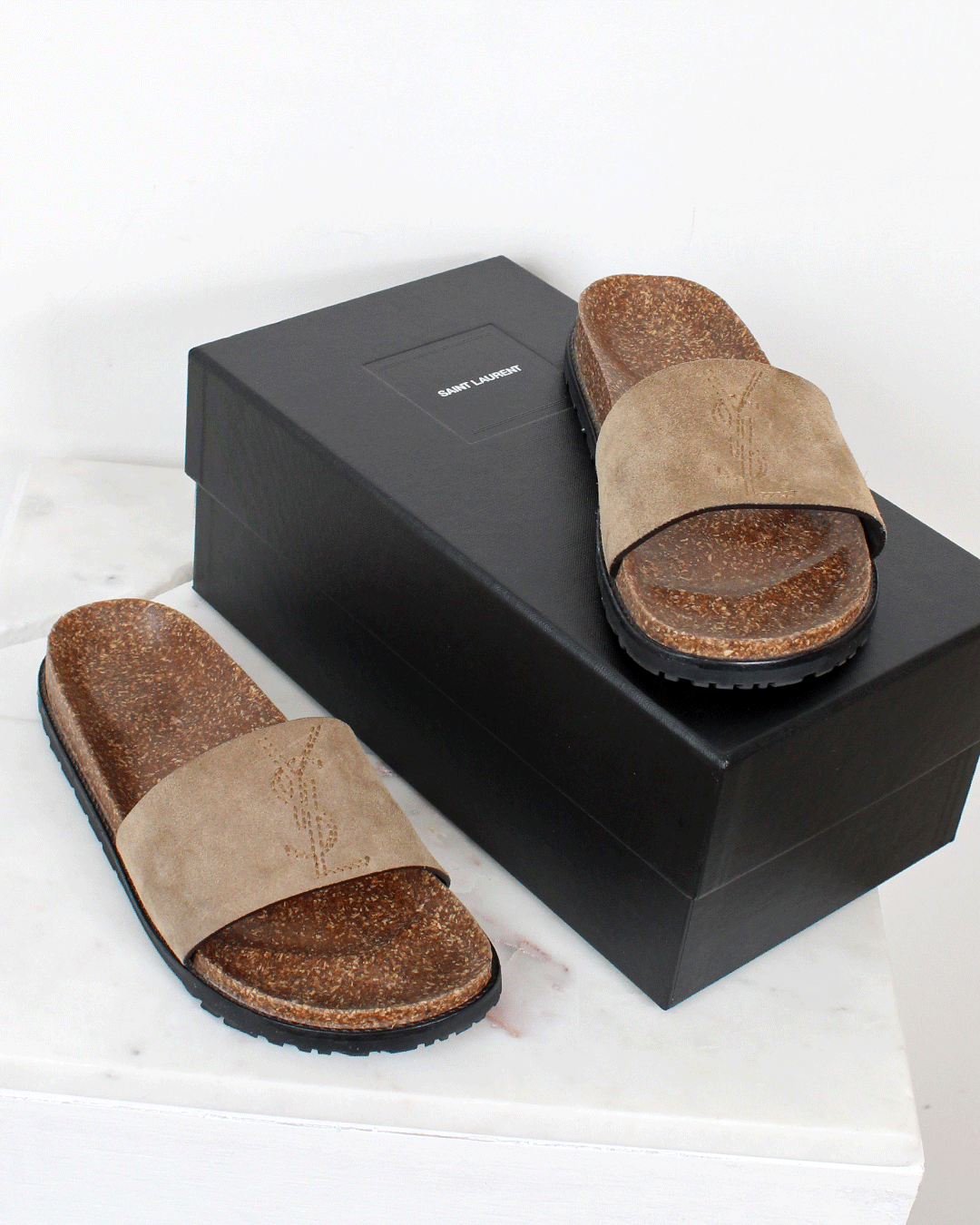 Saint Laurent Joan Suede Slides with 